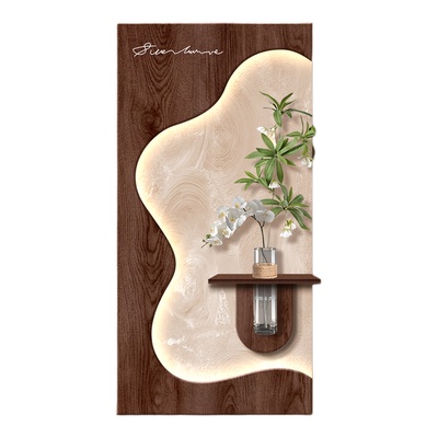 中古风水培绿植玄关装饰画高级感