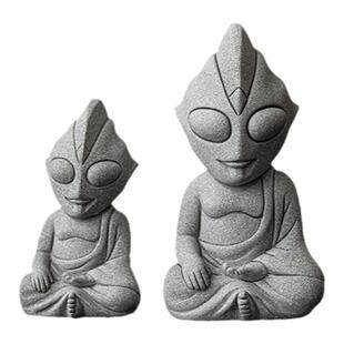 青砂石迪迦奥特曼未来佛茶宠手桌面摆件鱼缸假山造景装饰搭配盆景