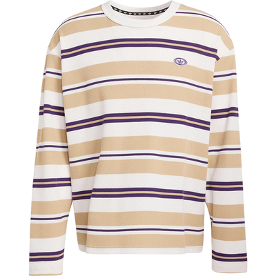 Adidas/阿迪达斯正品三叶草男士休闲圆领套头条纹长袖上衣KS6849