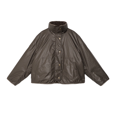 仿羊羔毛面料 半圆女装[复古]2025冬宽松双面穿立领毛呢外套女