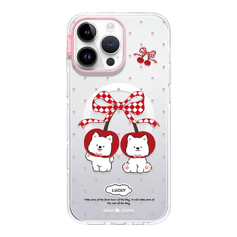 樱桃西高地适用苹果16Promax手机壳14磁吸支架iPhone15pro保护套Ho8网红可爱简约女生全包ip13Pro新款高级感