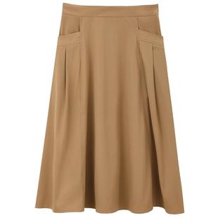 MB MindBridge百家好简约通勤纯色半身裙夏季女士高腰显瘦A字裙