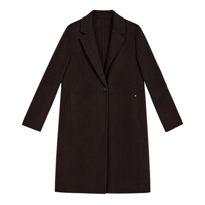 YINER音儿专选2025冬季新款一粒扣西装领蚕丝羊毛混纺双面呢大衣