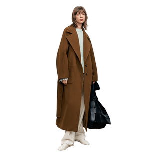 Fabrique【热可可大衣】宽松版型斜纹中长款羊毛大衣毛呢外套高级