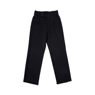 HONRN/红人黑色宽松阔腿直筒西装裤休闲裤女夏季长款裤HI22OK208