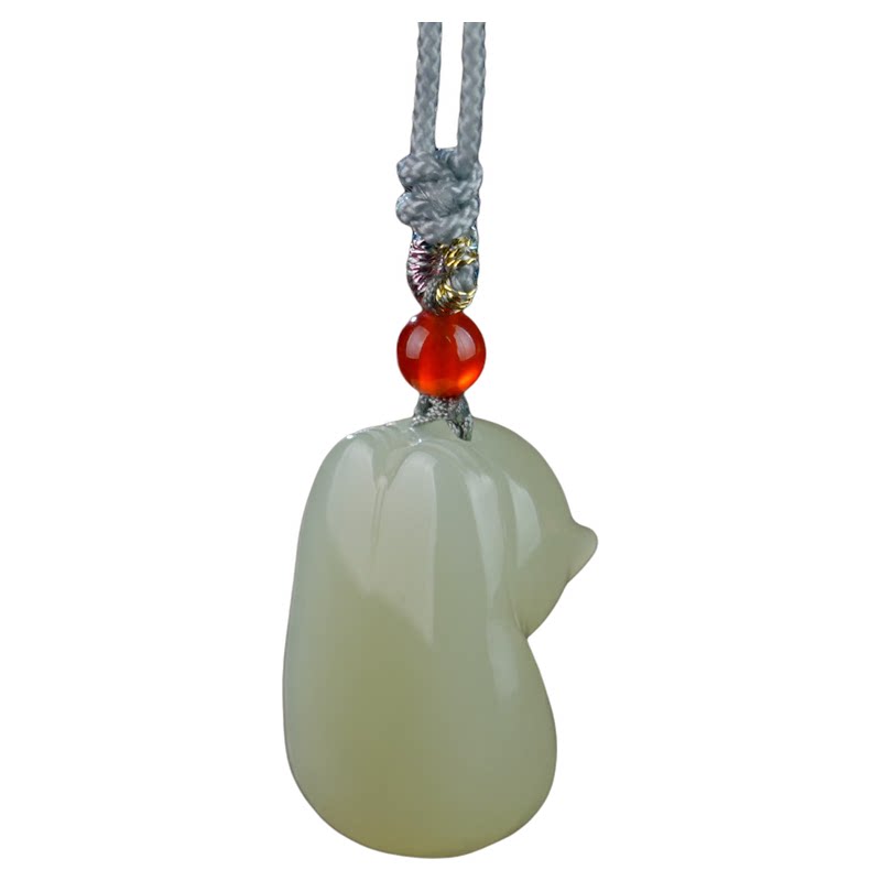 天然和田玉招财猫吊坠趴趴猫玉石挂件无相猫饰品猫咪挂坠可爱胖猫