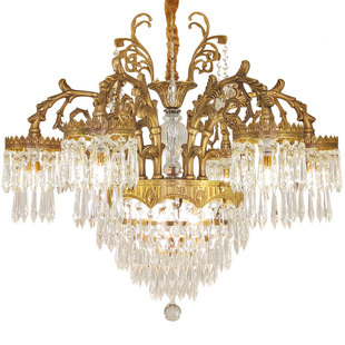 欧式全铜水晶吊灯法式客厅宫庭奢华大气酒店别墅餐厅卧室创意灯具