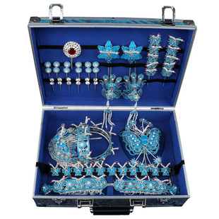 戏曲古装戏剧头饰花旦包头青衣小姐顶花蝴蝶偏凤泡子小套点绸头面