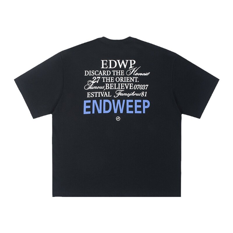 【Endweep官方店】潮牌混合字体印花短袖夏季宽松情侣上衣圆领T恤