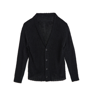 Avocadong 黑色慵懒桑蚕丝莱赛尔宽松针织开衫长袖外套女休闲上衣