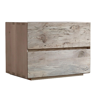 朴室侘寂风意式极简现代简约北欧原木实木白橡木艺术床头柜