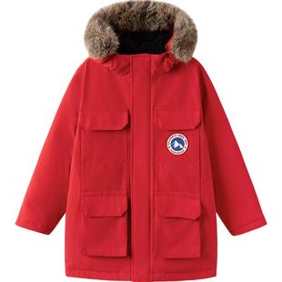巴拉巴拉儿童羽绒服男童女童红色加厚工装外套冬装新款童装大童潮