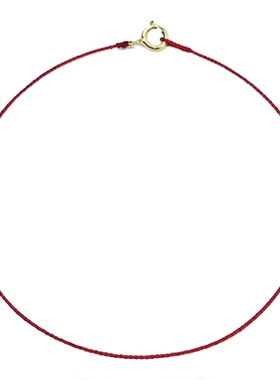 原创定制极细进口蜡线红绳本命年幸运18k真金扣手链脚链
