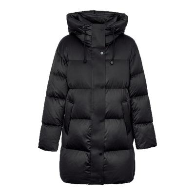 飘蕾黑色鹅绒羽绒服女2025年冬季新款连帽加厚保暖防寒中长款外套