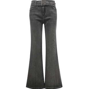 Vero Moda牛仔裤2026春季新款静酷风同色腰带水洗微喇裤325332059