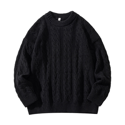 圆领毛衣加厚宽松提花毛织针织衫