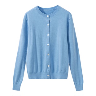 【四季刚需】细腻匹马棉经典百搭通勤圆领长袖刺绣针织开衫上衣女