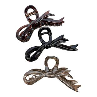 飘带抓夹蝴蝶结鲨鱼夹2025新款高级感头发夹子秋日后脑勺发夹发饰