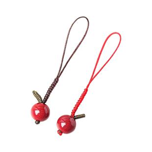 原创朱砂苹果手机链挂件配饰转运珠高含量紫金砂简约闺蜜u盘挂绳