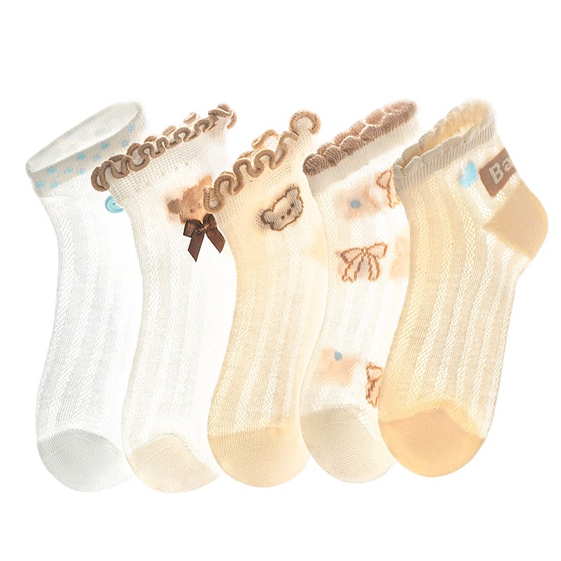 儿童袜子女童夏季纯棉网眼袜男童全棉宝宝男孩夏薄款童袜春夏棉袜