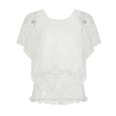 法式纯欲透视蕾丝拼接假两件上衣