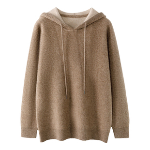 重磅纯山羊绒衫男连帽毛衣加厚针织卫衣帽衫秋冬新保暖打底衫外穿