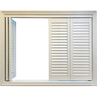 圣德科纯实木质百叶窗门透气窗美式活动叶片折叠推拉隔断窗帘定做