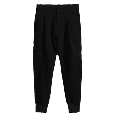 潮牌九分束脚裤暗黑收口弹力休闲