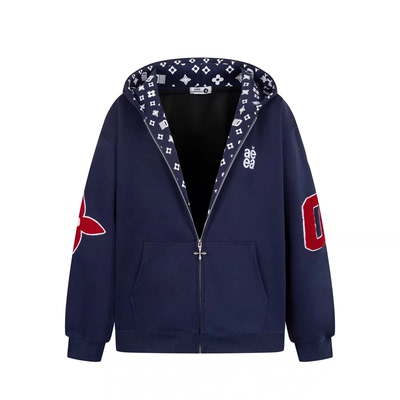 刺绣开衫拉链连帽卫衣外套秋冬女