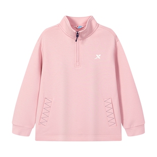 【商场同款】特步童装中大童女童春季新款卫衣儿童运动半开襟上衣