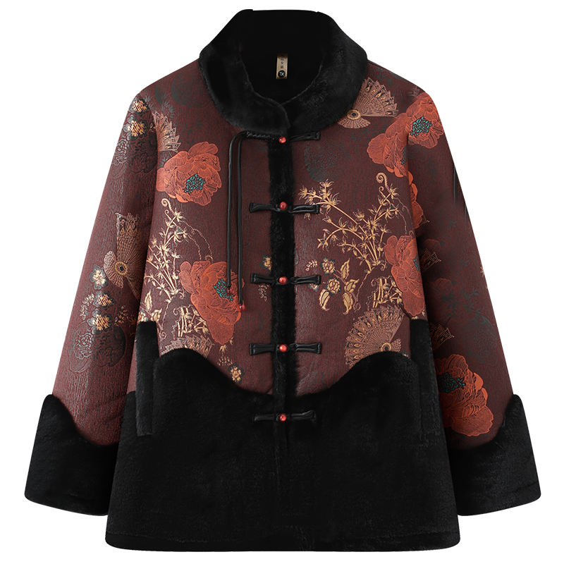 老年人外套女奶奶秋冬唐装棉袄宽松大码老太太妈妈装加绒加厚棉服