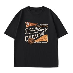 班尼路短袖t恤男夏季新款潮流纯棉重磅美式复古内搭宽松圆领体恤A