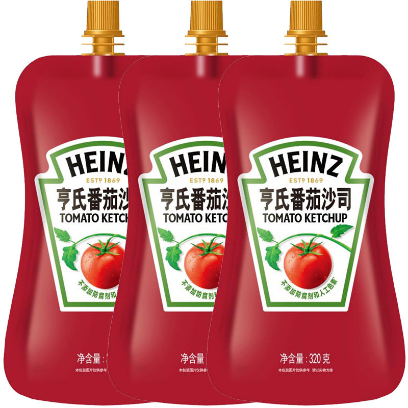 亨氏番茄酱组合320g儿童番茄沙司小包装家用手抓饼无添加剂蕃茄酱