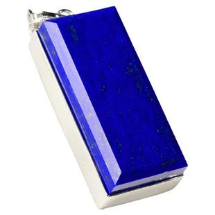 天然原矿青金石平安无事牌银镶嵌珠宝吊坠龙牌挂件男女款