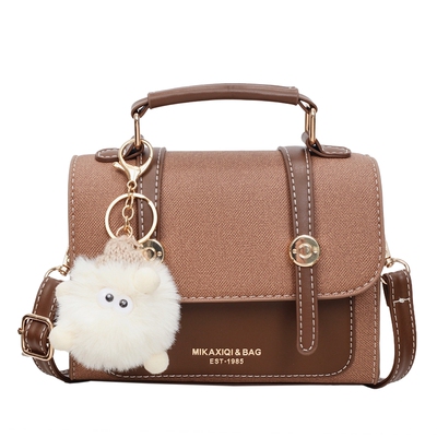 时尚复古撞色百搭手提斜挎邮差包