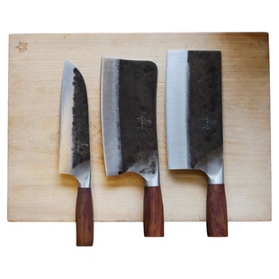 铁娃公社手工锻打菜刀家用夹钢VG10刀具套装厨师专用斩骨切片刀