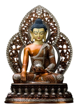 藏村释迦牟尼铜像15寸紫铜镀银