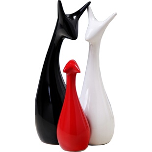 现代家饰工艺品家居装饰品摆设时尚婚庆礼物创意电视柜摆件三口鹿