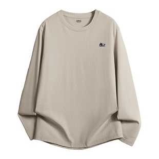 班尼路纯棉圆领打底衫男春季鲸鱼卡通印花体恤休闲大码长袖男t恤A