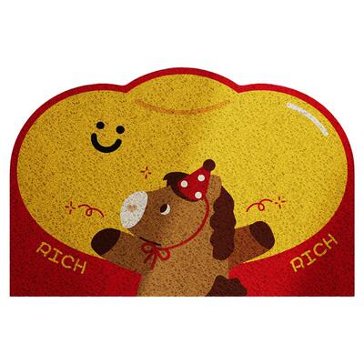 喜庆新年元宝小马入户门地垫防滑