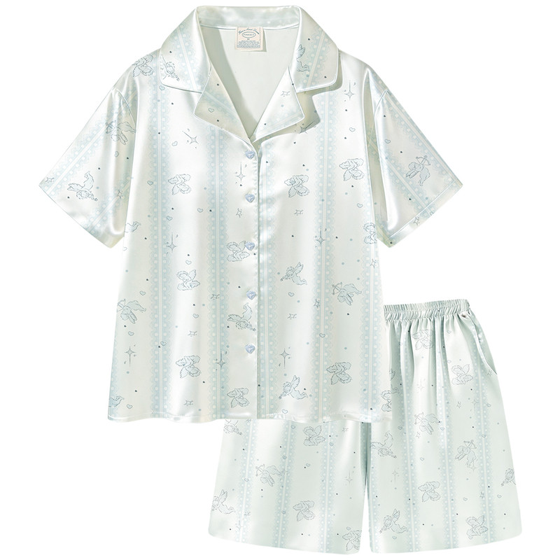 Pinksea睡衣女款2026新款A类凉感防静电冰丝短袖家居服夏季套装女