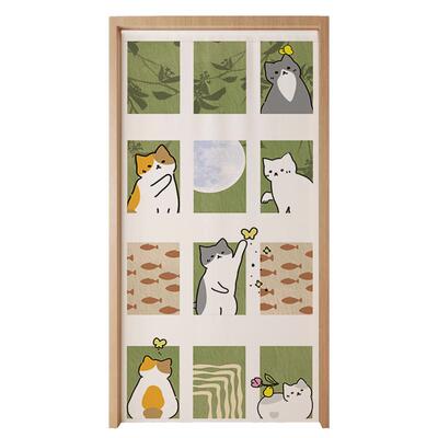 美人胚子简约现代卡通猫咪遮挡帘