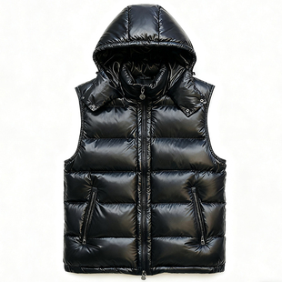 蒙口得羽绒马甲男女同款外穿鹅绒背心可脱卸帽保暖高端情侣外套新