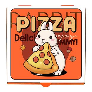 商用爆款红色兔年贺岁国潮牛皮加厚瓦楞pizza保温铝膜外卖披萨盒