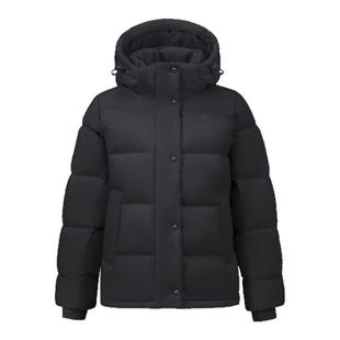 骆驼泡芙羽绒服女白色冬季鸭绒防风连帽外套保暖小个子短款面包服