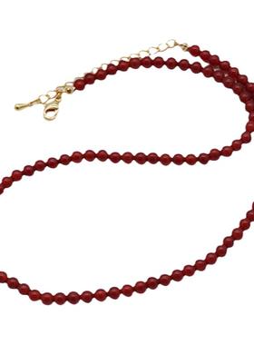 女士简约红色项链饰品百搭时髦