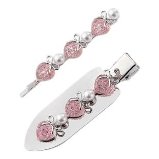 卡洛美草莓派对发夹女2025新款韩系金属发卡头饰鸭嘴夹无痕流海夹