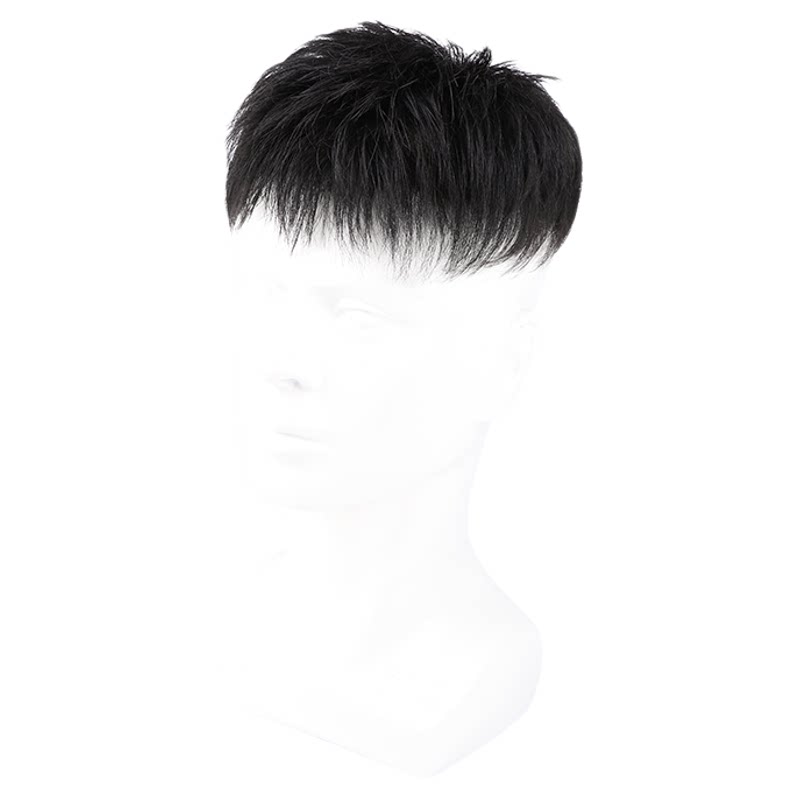假发男短发全真发清爽造型男士手织薄款隐形自然增发量头顶补发片