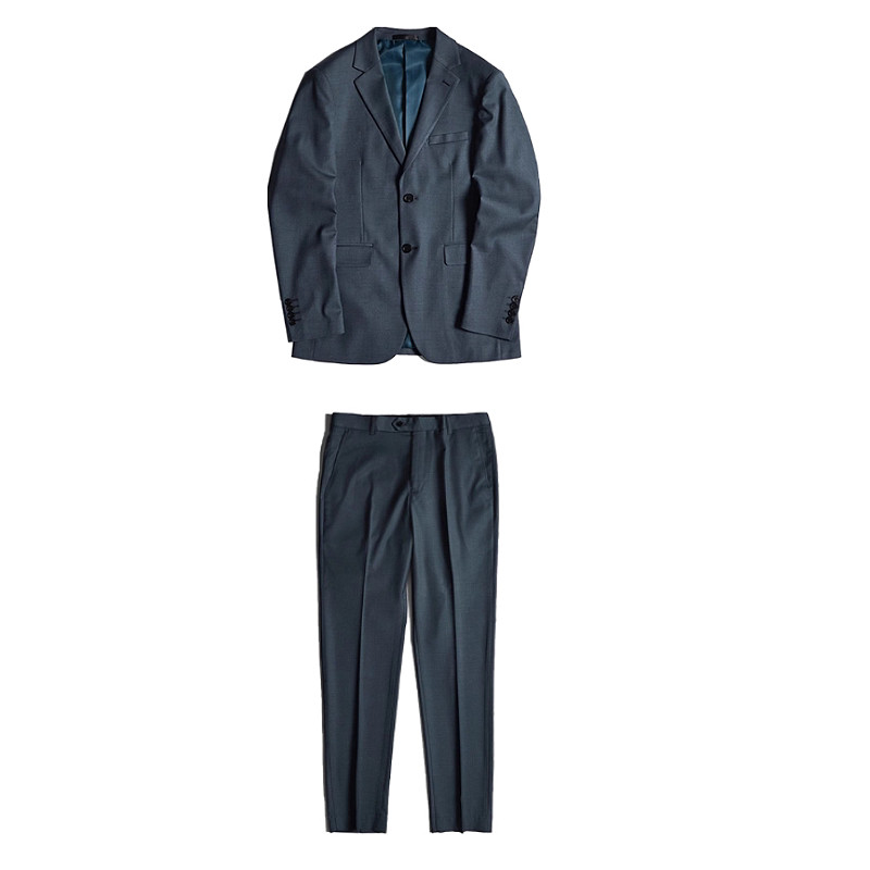 灰蓝色薄款春夏修身聚会西服套装