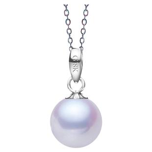 古蒂18K金天然淡水珍珠吊坠11mm白色正圆形简约挂坠送纯银项链女